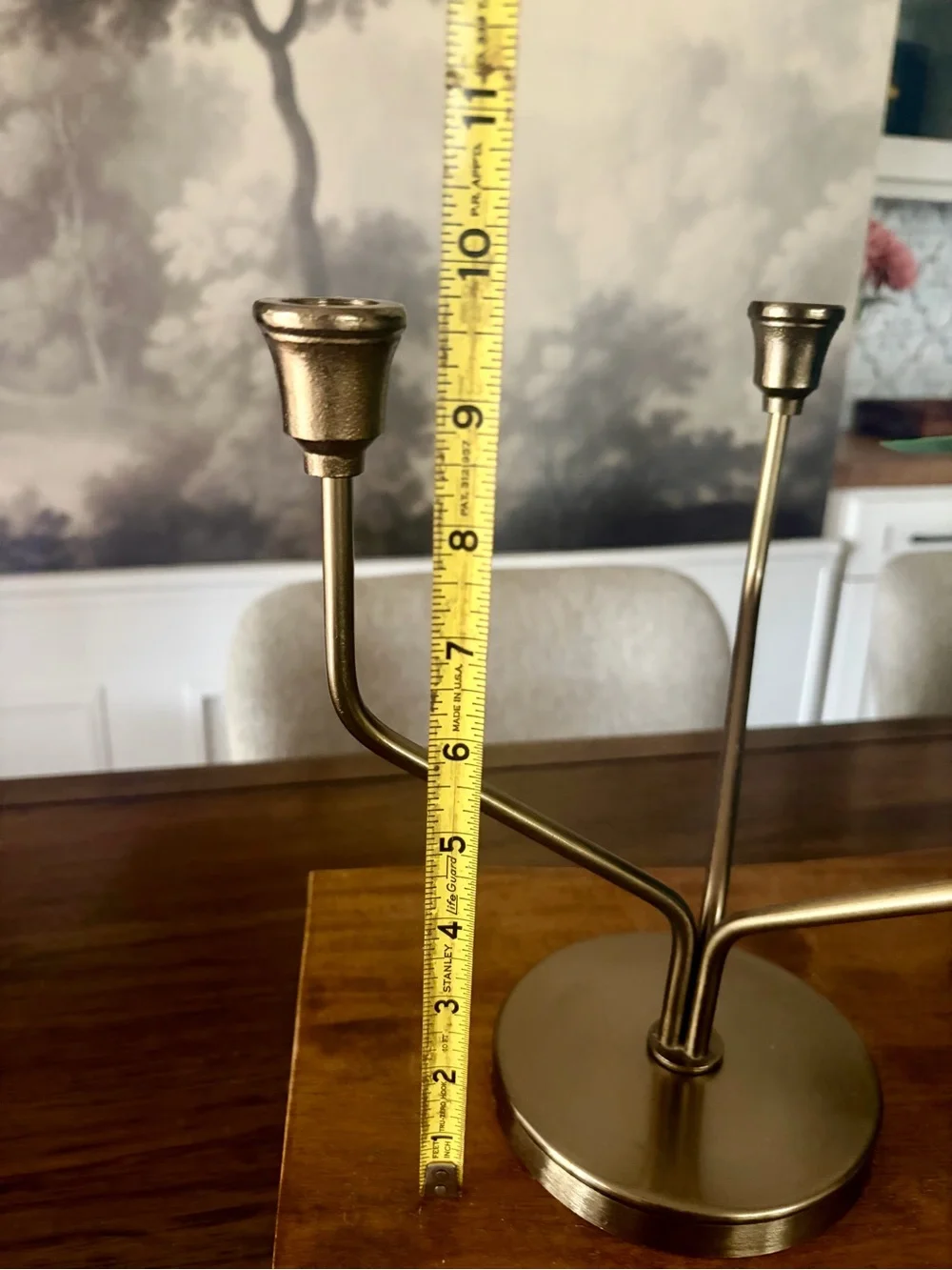 Hearth & Hand with Magnolia 3-Tier Metal Taper Candelabra Antique Brass 9.5